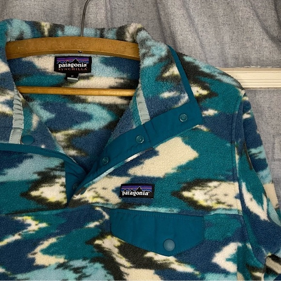 Vintage Med Synchilla Trout Tales Elwha Blue Snap-T Fleece - Picture 4 of 16